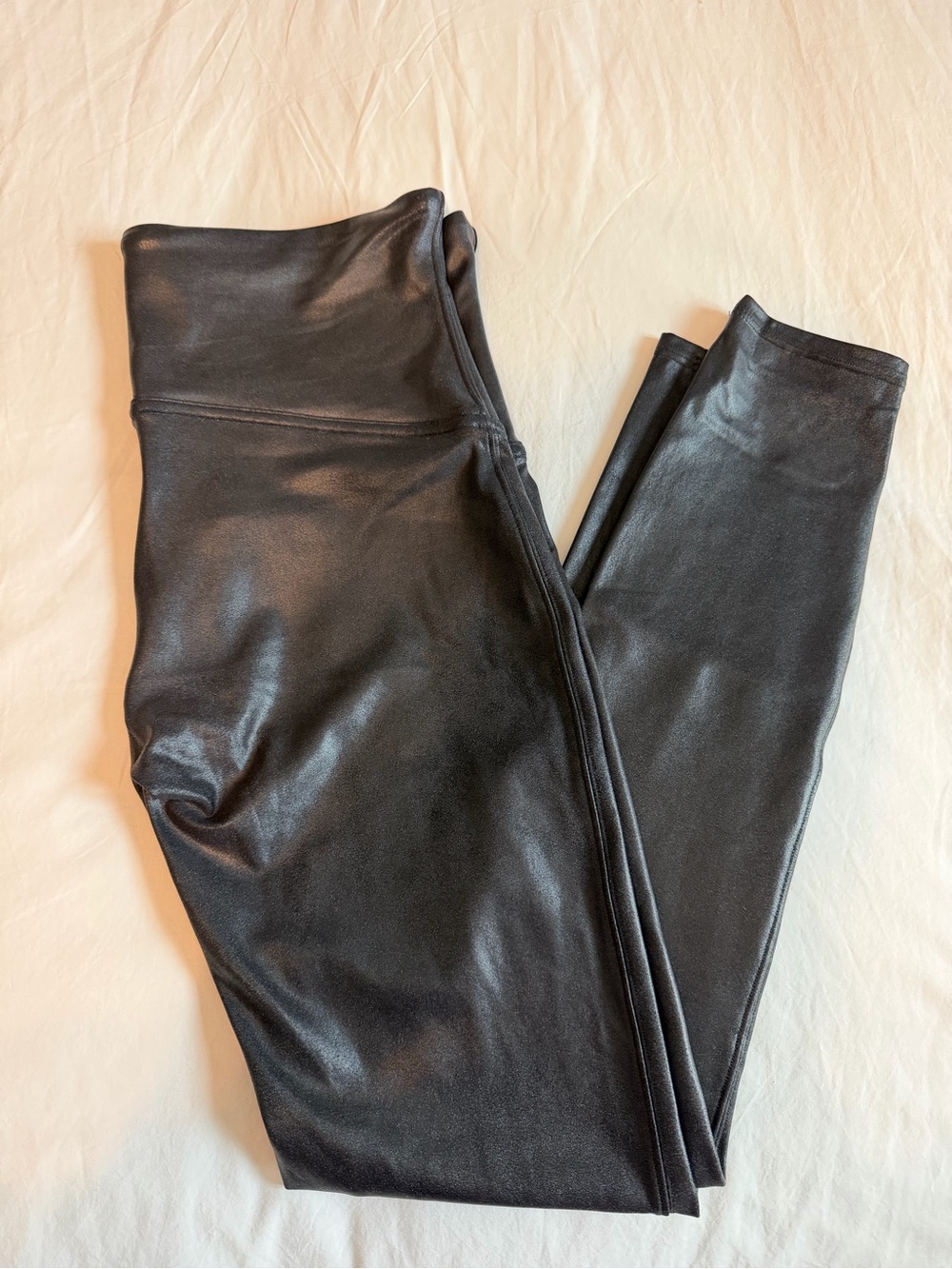SPANX Black Faux-Leather Sculpting Leggings